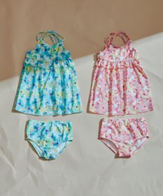 ANY KIDS 水彩タッチ花柄プリント セパレート水着