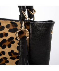 INTER-CHAUSSURES 【ANDREA CARDONE】レザーハンドルレオパード柄ハンドバッグ