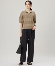 自由区 【洗える】ペーパーブレンドスキッパーポロ ニット