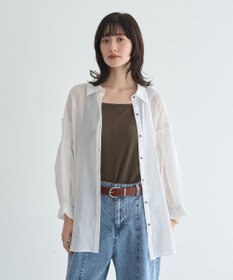 YECCA VECCA 綿麻シアーボリュームギャザーシャツ