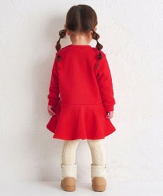 MIKI HOUSE HOT BISCUITS 【80-120cm】ビッグフェイスプリント 裏毛パイル素材 フレアワンピース