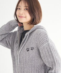 CRAFT STANDARD BOUTIQUE アニマル刺繍ニットZIPパーカー