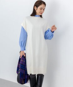 組曲 コットンカシミヤMIXチュニック丈ニットワンピース