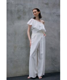 NAVE 【Nave・洗える/撥水/ストレッチ素材】ライトタフタ ワンショルダーブラウス