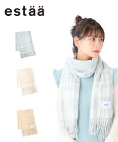 MOONBAT estaa とろーりストール ナチュラルチェック／手洗い可