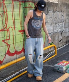 WEGO グラフィックリブタンクトップ