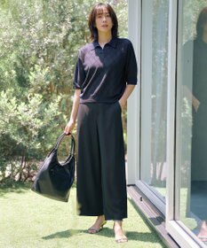 J.PRESS LADIES L 【洗える・吸水速乾・接触冷感・セットアップ対応】Light ジョーゼット ワイド パンツ