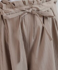 muuc 〈綿100%〉〈涼しいワッシャー生地〉〈裾タック入り〉ワイドパンツ