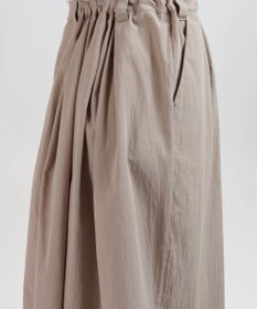 muuc 〈綿100%〉〈涼しいワッシャー生地〉〈裾タック入り〉ワイドパンツ