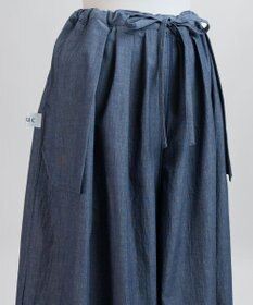 muuc 〈綿100%〉〈涼しいワッシャー生地〉〈裾タック入り〉ワイドパンツ