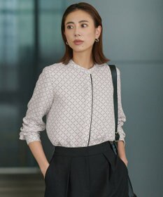 ICB L 【新色追加・WEB限定カラーあり・接触冷感・UVケア・速乾・洗える】BackSatinAmunzen バンドカラーブラウス