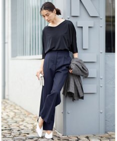 ICB 【洗える】トリアセサテンスムース 7分袖プルオーバー