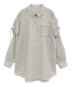 earth music&ecology 【2WAY】２ｗａｙショルダードロストリボンチェックシャツ