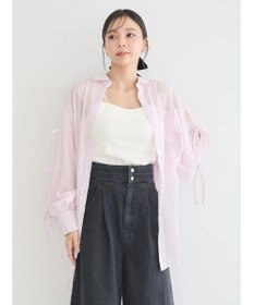 earth music&ecology 袖スリットリボンロングシャツ