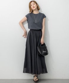 23区 L 【洗える】コンパクトヤーン フレンチスリーブ Tシャツ