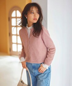 Feroux 【洗える】ラメシャギー カーディガン