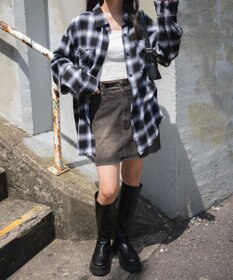 WEGO フリンジチェックBIGネルシャツ