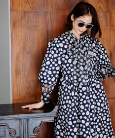 組曲 L 【組曲×setsuko sagittaire】ハイカウントストレッチプリントワンピース