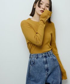 Green Parks 袖口金釦リブニットプルオーバー