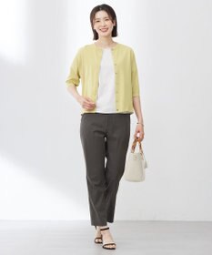 J.PRESS LADIES 【洗える】セルロースリネンストレッチ テーパード パンツ