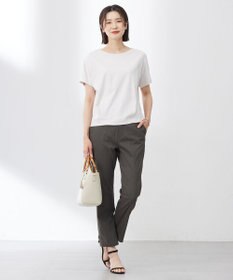 J.PRESS LADIES L 【洗える】セルロースリネンストレッチ テーパード パンツ