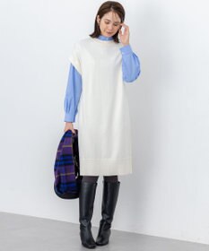 組曲 コットンカシミヤMIXチュニック丈ニットワンピース