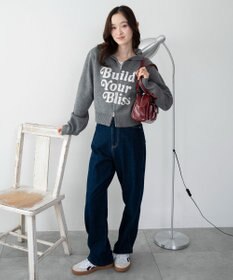 WEGO グラフィックジャガードニットZIPパーカー