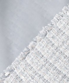 ANY SIS L ノーカラーフリンジツイード ジャケット