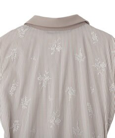 YECCA VECCA ストライプ柄フラワー刺繍ワンピース