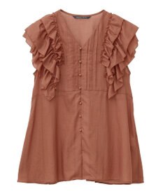 YECCA VECCA ラッフルVネックブラウス