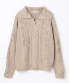 ANY 【洗濯機可】スキッパーソフトタッチアラン柄ニット