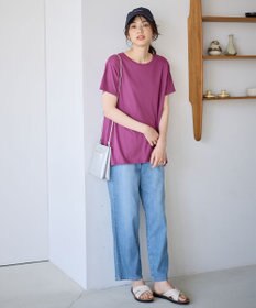 ANY L 【汗ジミ防止加工】シルケットスムースバックギャザーチュニック