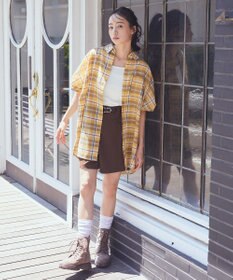 earth music&ecology 【2WAY】２ｗａｙショルダードロストリボンチェックシャツ