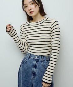 Green Parks ラメライン入りリブニットプルオーバー