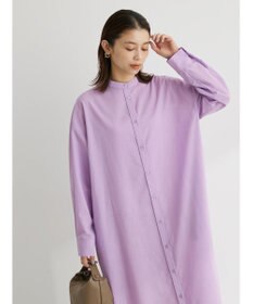 Green Parks 綿麻混バンドカラーシャツワンピース