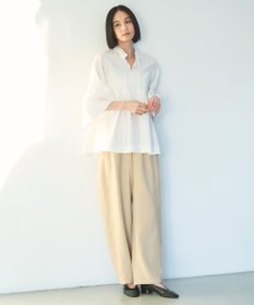 UNFILO コットンブロード フリルネックシャツ