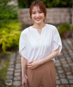 ANY SIS 【接触冷感・吸水速乾・UVケア】エアリードレープスムーススキッパー ブラウス