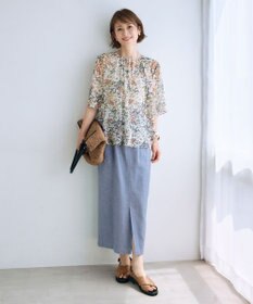 自由区 【洗える】コットンリネンシャンブレー スカート