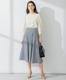 組曲 【洗える】バイカラージョーゼットバックリボン ブラウス