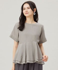 自由区 【洗える】ソフトリネンペプラム ブラウス