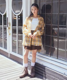 earth music&ecology 【2WAY】２ｗａｙショルダードロストリボンチェックシャツ