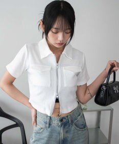 WEGO ポケットデザインWZIPトップス