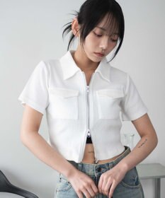 WEGO ポケットデザインWZIPトップス