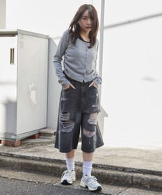 WEGO ダメージデニムハーフパンツ