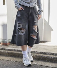 WEGO ダメージデニムハーフパンツ