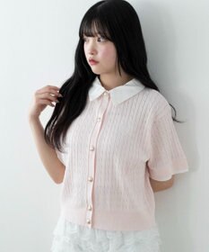 WEGO キンボタンエリツキケーブルニット