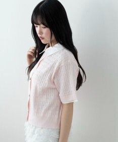 WEGO キンボタンエリツキケーブルニット