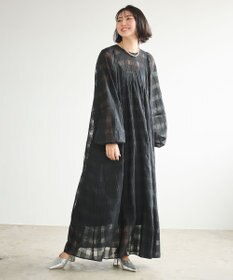 #Newans シアーチェックボリュームワンピース