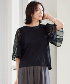 自由区 【洗える】レースエッジフレアスリーブ トップス