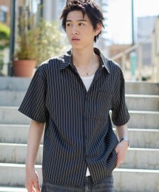 WEGO クロップドSSピンストライプシャツ